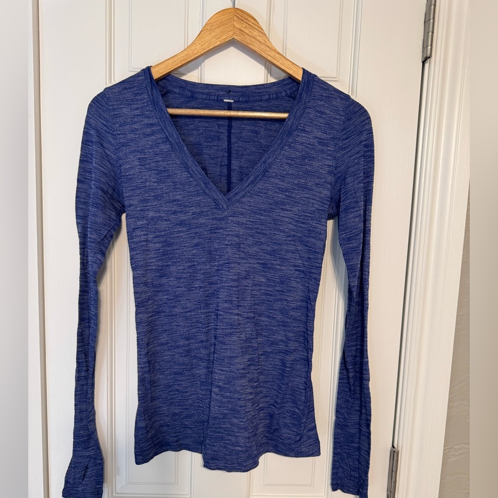 Lululemon & go Everywhere Long Sleeved  Top Heathered Sapphire Blue S/4
